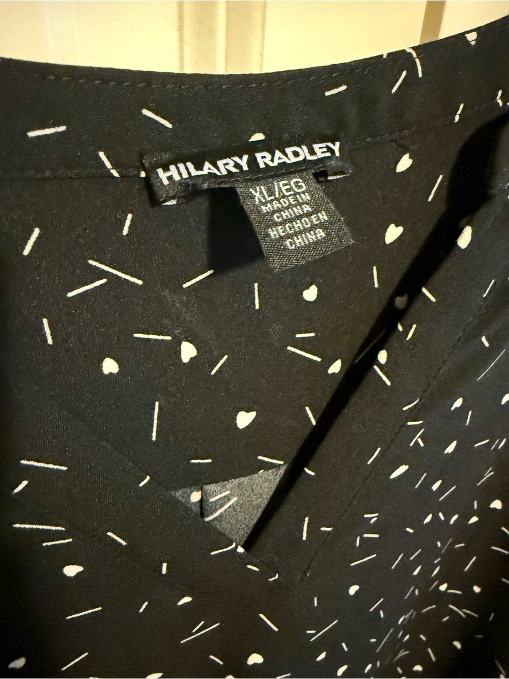 Hilary Radley Black Blouse with White Confetti Print - Picture 2 of 3